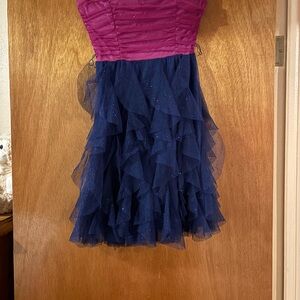 Teeze Me Fuchsia and Navy Ruffled Dress